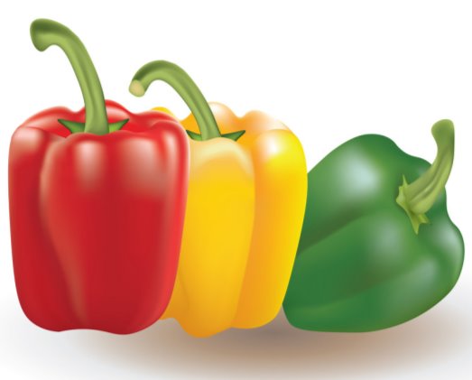 Red yellow and green bell peppers Royalty Free Vector Image